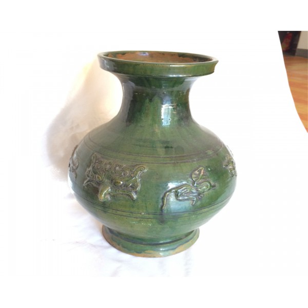 汉代绿釉碗口大罐